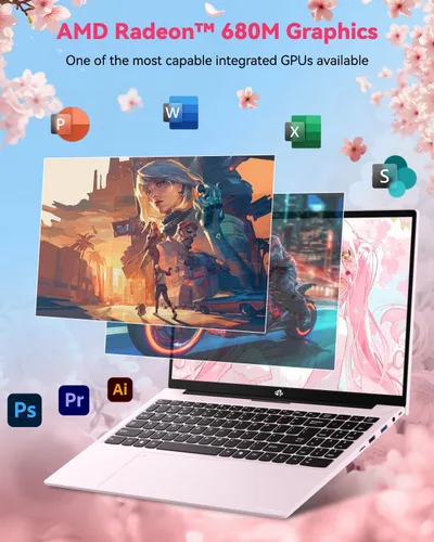 Vista 3 de NIMO Portátil para juegos ligeros de 15.6 pulgadas, 8 núcleos AMD Ryzen 7 Pro 6850U 16GB LPDDR5 RAM 1TB SSD (Beat i7-1360P hasta 4.7GHz) AMD Radeon