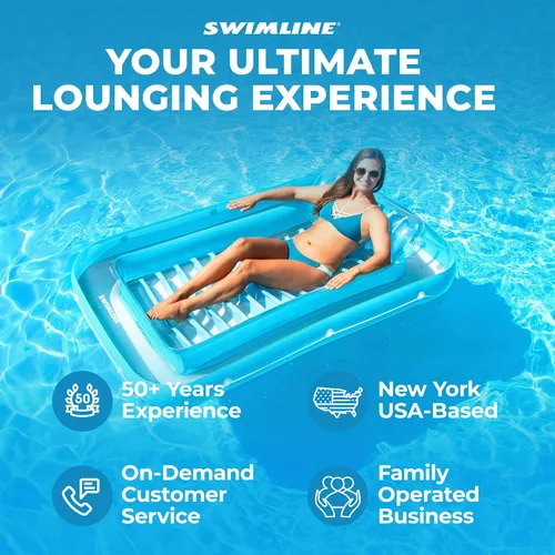 Vista 7 de SWIMLINE Original Suntan Tub Series Classic Inflatable Tanning Float Floating Lounge Personal Tan Pool Hybrid Lounger Adjustable Pillow Fill