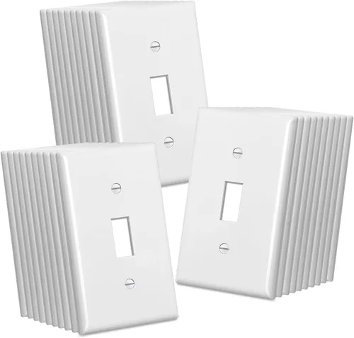 Vista 9 de CML Placa de Pared de Metal para Receptáculo Dúplex, Cubiertas de Tomacorriente de Acero Inoxidable de 1 Gang, Paquete de 20 Placas de Interruptor