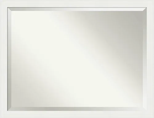 Vista 10 de Amanti Art Espejo de tocador de baño de 24 x 20 pulgadas, marco estrecho blanco tocador, espejo de pared rectangular, borde biselado, se cuelga