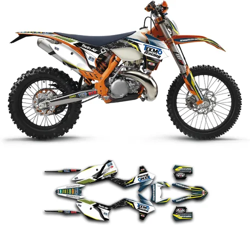 Vista 16 de Kit de calcomanías personalizadas para 125 200 250 300 350 450 500 EXC EXC-F XCW XC-W XCF-W 2014 2015, negro y azul, KTEXCW1416001-KR