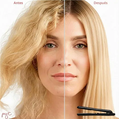 Vista 2 de Herramienta pro estilo PYT cerámica 1.25., Negro Estilizador profesional de iones negativos con calor ajustable para cabello fino a grueso.