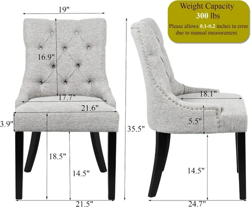 Vista 2 de asunflower Juego de 6 sillas de comedor tapizadas con patas de madera negra, cómodas y sillas de cocina grandes con respaldo copetudo