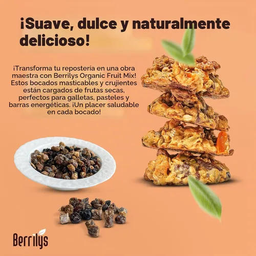 Vista 4 de Berrilys Mezcla de frutas secas, 2 libras, orgánica, higos cortados en cubitos, albaricoques en cubitos, moras blancas, sultanas, cerezas agrias