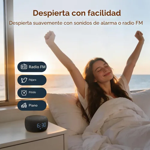 Vista 3 de BUFFBEE Reloj despertador con altavoz Bluetooth con radio FM, sonido de alta fidelidad, atenuador de rango completo, radio despertador enchufado