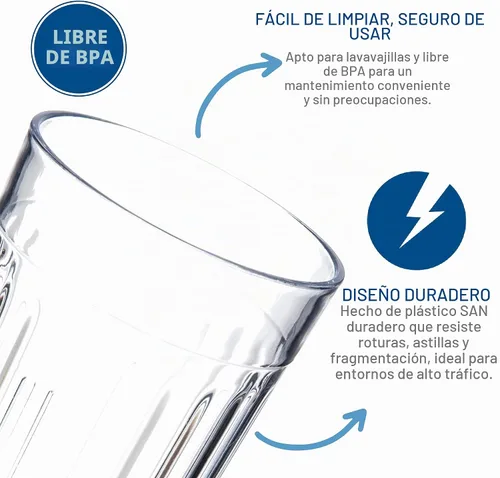 Vista 3 de Carlisle FoodService Products Bistro - Vaso de plástico para restaurantes, catering, cocinas, plástico, 10.2 onzas, transparente