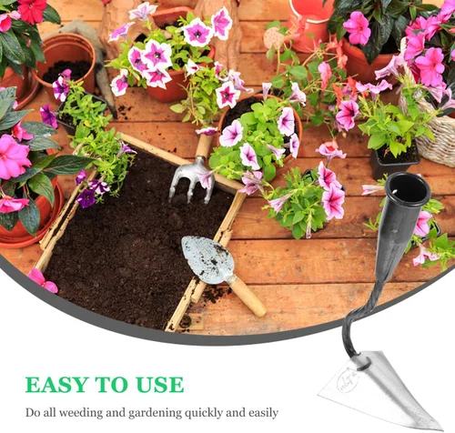 Vista 6 de DOITOOL Cultivador manual de jardín triangular de 12.4 pulgadas con cabeza de hierro resistente para excavación de suelo, deshierbe y abono