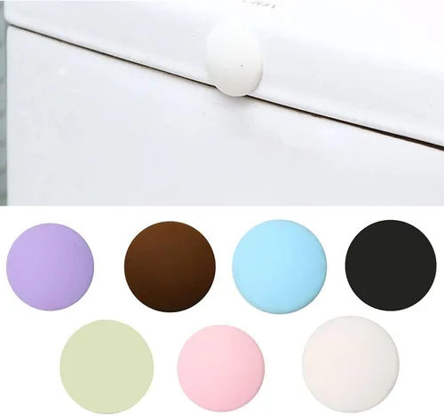 Vista 3 de SEIWEI Protector de pared de silicona para pomo de puerta, almohadillas de protección autoadhesivas redondas (marrón, 5 unidades)