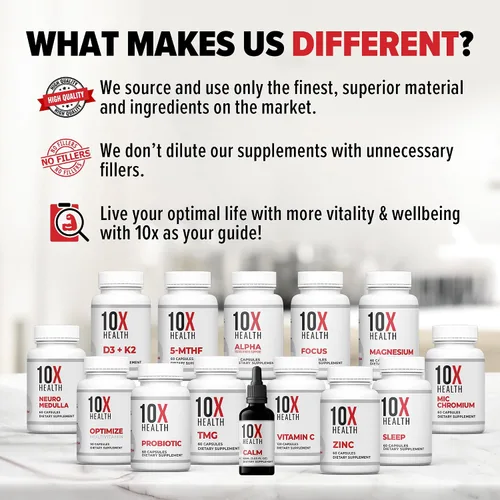 Vista 10 de Suplementos TMG de 10X Health - Suplemento de trimetilglicina para el apoyo al hígado, bienestar del corazón, energía, niveles de homocisteína