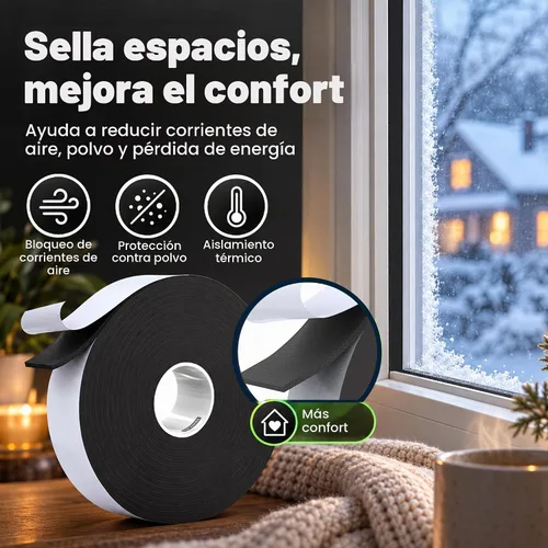 Vista 2 de LLPT Cinta aislante de espuma de 1 pulgada x 50 pies, goma de espuma de celda cerrada para puerta, ventana, burlete exterior e interior, sin