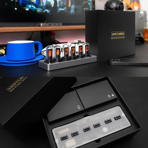 Vista 7 de Reloj de Tubo Nixie IPS de Adventurers, Simulación Creativa de Reloj de Tubo Nixie Electrónico de Bricolaje con Pantalla LCD IPS de 6 Bits, 12/24