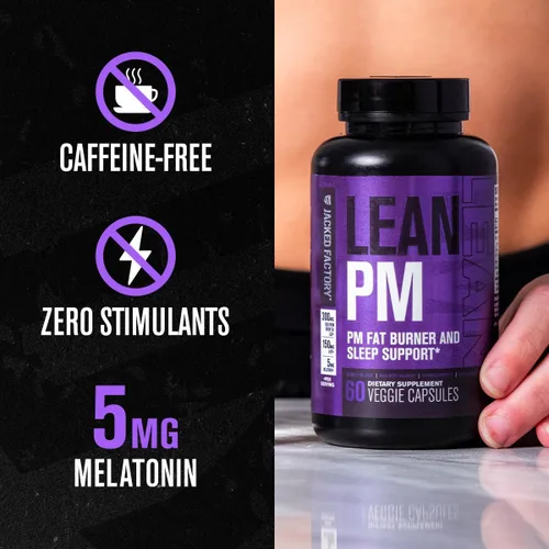 Vista 3 de Jacked Factory Lean PM - Quemador de grasa nocturno, suplemento de ayuda para dormir y supresor del apetito para hombres y mujeres, 60 píldoras