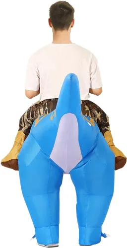 Vista 6 de GOOSH Disfraz inflable de dinosaurio para adultos, disfraz de Halloween para mujeres y hombres, divertido disfraz inflable para fiesta de Halloween