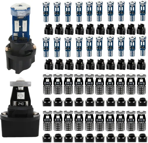 Vista 12 de WLJH Kit de bombillas LED para tablero de instrumentos T5 T10 con enchufes Azul hielo