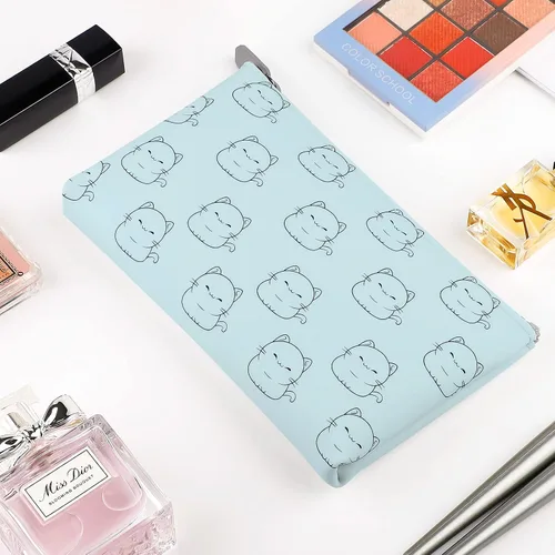Vista 6 de Manmihealth Bonita bolsa de maquillaje de silicona para gatos, bolsas de cosméticos para mujeres, soporte para brochas de maquillaje de viaje, bolsa