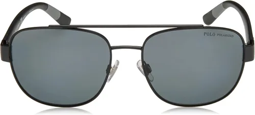 Vista 2 de Polo Ralph Lauren PH3119 - Lentes de sol cuadrados de metal para hombre negro mategris polarizado 2283in negro mategris polarizado