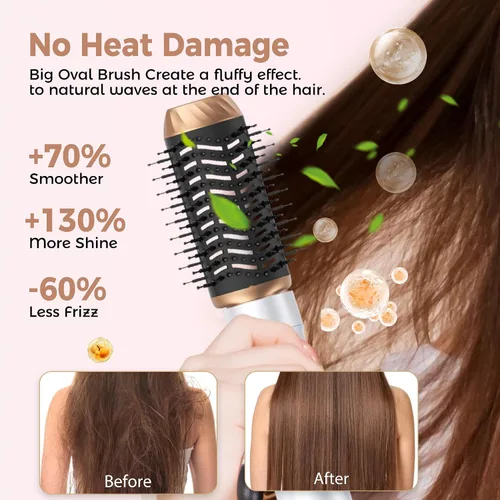 Vista 5 de Cepillo secador de cabello mágico Air Styler 6 en 1, cepillo secador iónico negativo y 3 configuraciones de calor, rizado automático desmontable