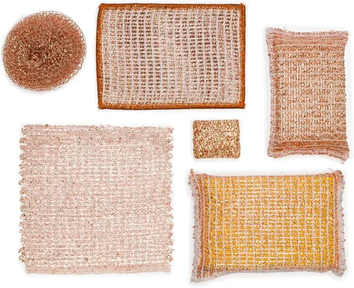 Vista 7 de Redecker Paño de Fregado de Cobre Tejido de 2 Capas y Toallita de Limpieza de Microfibra – Superficie Dual, Antiarañazos, Reutilizable y Lavable a