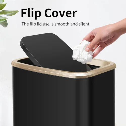 Vista 3 de Cubo de basura pequeño de 2 galones para oficina y baño con tapa oscilante, cubo de basura para sala de estar, dormitorio, cubo interior, cubo