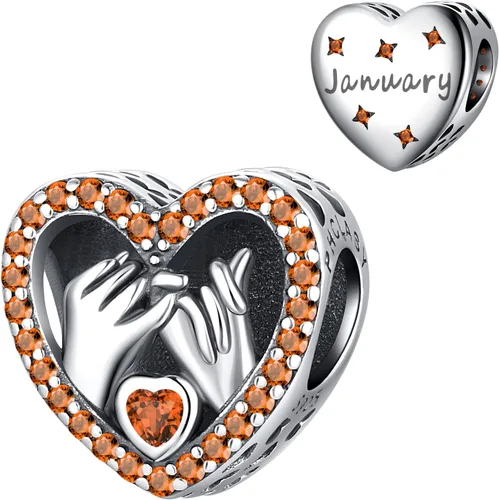 Vista 2 de PHCLASY Love Heart Birthstone Charms 925 Sterling Silver with Cubic Zirconia Dangle Women's Bead Charms fit Bracelets and Necklaces