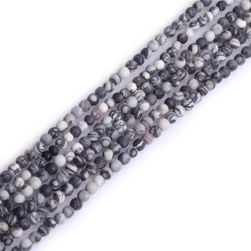 Vista 57 de Cuentas espaciadoras redondas de ágata negra esmerilada mate mate de 0.157 in para fabricación de joyas de 15 pulgadas
