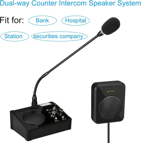 Vista 8 de Retekess TW106 Intercomunicador de ventana, sistema de intercomunicación para empresas para negocios, escuela, hospital, tienda, altavoz, soporte