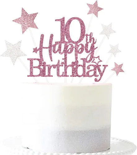 Vista 46 de Decoración brillante para tarta de primer cumpleaños feliz con estrella, adornos personalizados para tarta de 1 cumpleaños, decoraciones de fiesta
