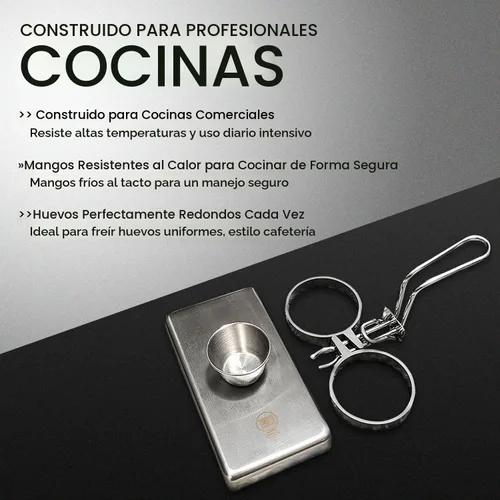 Vista 2 de Rattleware Anillos para huevos de acero inoxidable, grado comercial, cocción uniforme, mango resistente al calor, ideales para freír huevos