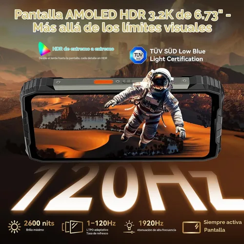 Vista 7 de Blackview XPLORE 2 Gemini AI 5G - Teléfono resistente con mensajes satelitales, 20000mAh/120W 36GB+256GB Dimensity 8300 Android 15, 6.73 pulgadas