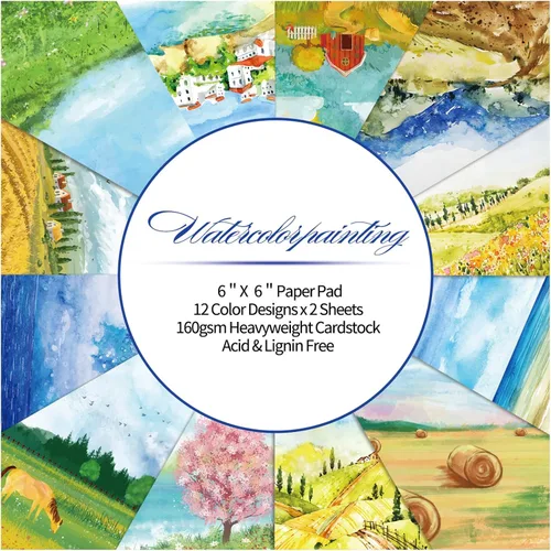 Vista 12 de 24 hojas de 12 diseños de álbumes de recortes, 6 x 6 pulgadas, papel de cartulina para manualidades Decopodge de una sola cara, álbum de recortes