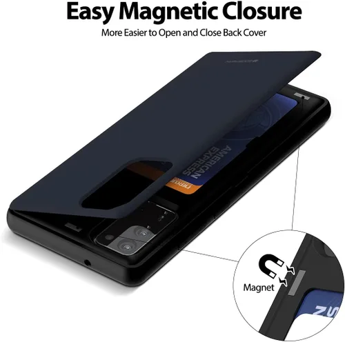 Vista 4 de GOOSPERY Funda tipo cartera con puerta magnética compatible con Galaxy Note 20, con tarjetero, cierre automático por imanes, funda protectora