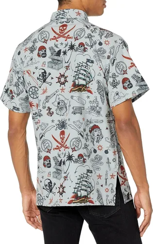 Vista 4 de Funny Guy Mugs Mens Hawaiian Print Button Down Short Sleeve Shirt