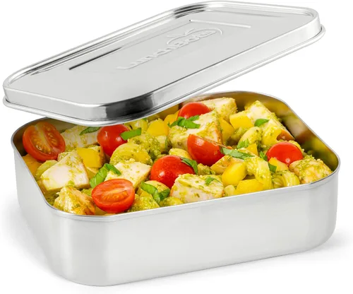 Vista 22 de LunchBots Medium Uno - Recipiente para sándwiches de acero inoxidable, diseño abierto para envolturas, ensaladas o una comida pequeña, ecológico