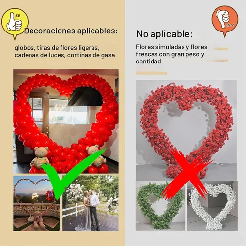 Vista 6 de Kit de arco de globos de metal, marco de arco de columna de globo de amor, soporte de arco de corazón de boda, suministros para bodas, novias, día