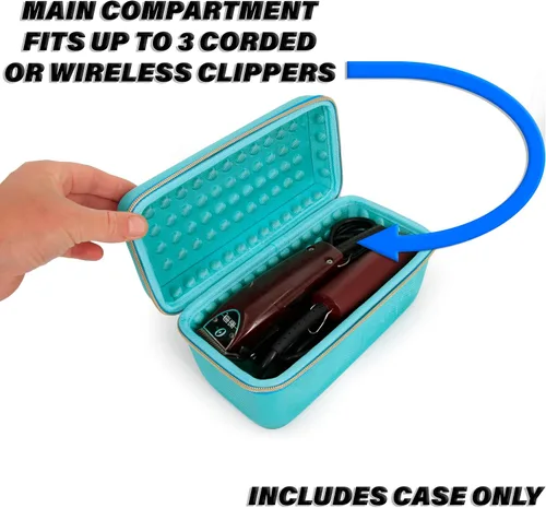 Vista 3 de CASEMATIX Clipper Case tiene capacidad para hasta 3 cortadoras, zumbadores de pelo, recortadores o terminadores en T de hasta 8.5 pulgadas, estuche