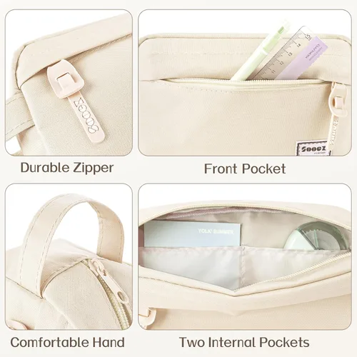 Vista 5 de Sooez Estuche para lápices original de alta capacidad, bolsa grande para lápices, estuche organizador para bolígrafos, suministros estéticos