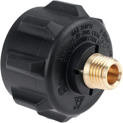 Vista 2 de Adaptador de depósito de propano Válvula reguladora de gas 1/4 pulgadas macho con tuerca (QCC1 1/4 "macho)
