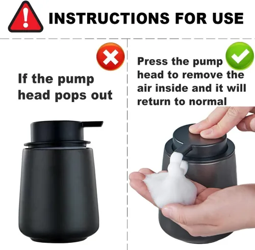 Vista 7 de Dispensador de jabón de manos de espuma de 12 onzas, dispensador de jabón espumoso negro para baño con bomba fácil de presionar, dispensador
