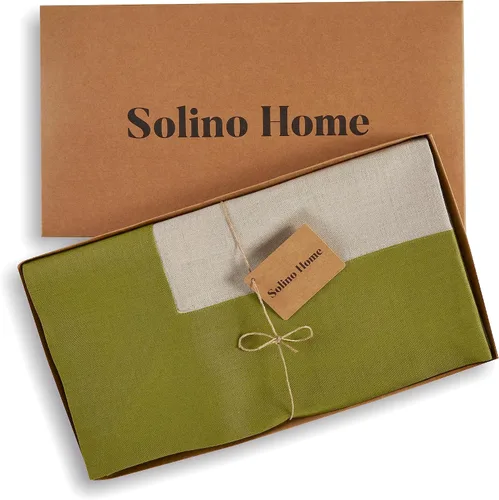 Vista 3 de Solino Home Mantel de lino de 60 x 108 pulgadas, 100% lino puro, aguacate y mantel natural para cocina, comedor, cena, interior, exterior, fiesta
