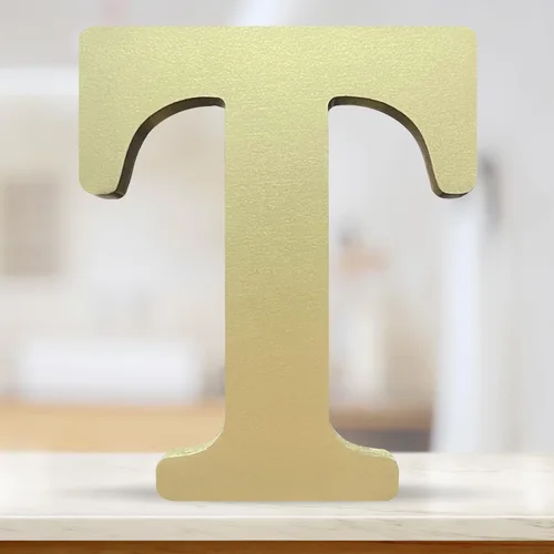 Vista 8 de Letras de madera doradas 3D de 4 pulgadas, alfabeto de madera sin terminar para tablero de cartas, decoración de pared, bricolaje, pintado
