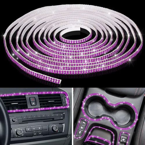 Vista 14 de Kingdder Moldura Brillante para Auto de 16.4 Pies Autoadhesiva con Cristales de Strass Brillantes Accesorios de Interior y Exterior de Auto