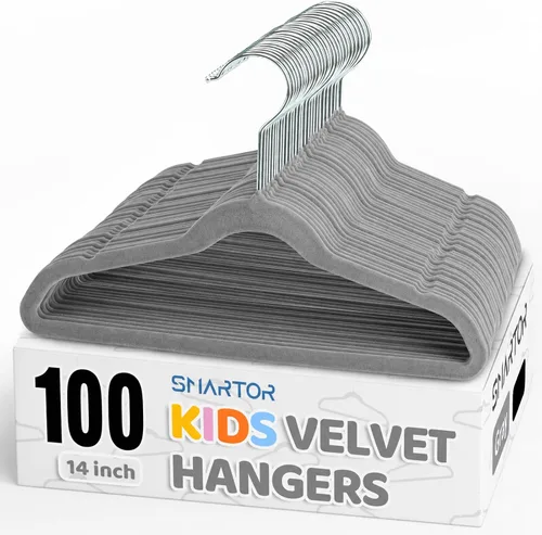 Vista 10 de Smartor Premium 11 Inch Baby Hangers 50 Pack, Kids Velvet Hanger, Non Slip