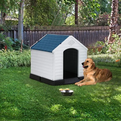 Vista 7 de Casa para perros, casa para perros pequeños y medianos, impermeable, transpirable, de plástico duradero, para interiores y exteriores