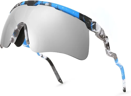 Vista 8 de FEISEDY Gafas de sol para hombres y mujeres, polarizadas grandes retro sin montura TR90 marco para béisbol, ciclismo, deportes B4073