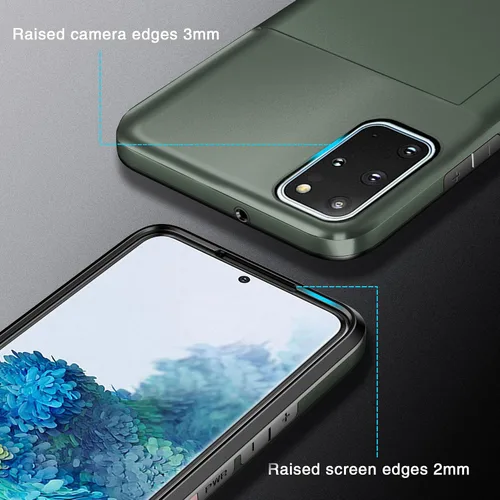 Vista 6 de Asuwish Funda para Samsung Galaxy S20 Plus/S20 Plus 5G con protector de pantalla de vidrio templado y tarjetero tipo cartera, funda rígida híbrida