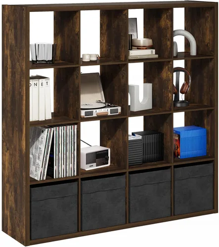 Vista 51 de Furinno Estantería para cubículos, estantería apilable, organizador de almacenamiento en cubos con parte trasera abierta, extragruesa, 15.8 x 15.8 x