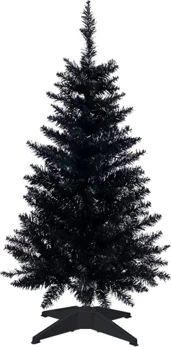 Vista 20 de Mini Árbol de Navidad de 3 pies artificial de escritorio para la decoración de Navidad y Halloween con 160 puntas de ramas, negro