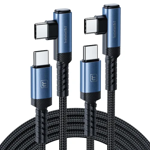 Vista 19 de Cable de carga USB C a USB C (3.3 pies, paquete de 2), cable de carga tipo C de 60 W, cable de carga rápida de ángulo recto USBC a USBC para iPhone