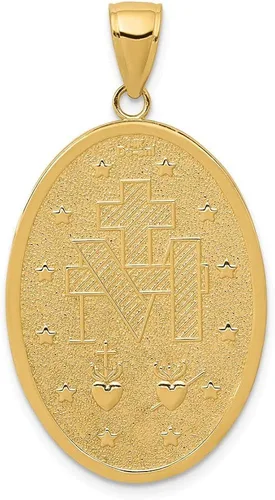 Vista 4 de FB JEWELS Colgante de medalla milagrosa de oro amarillo macizo de 14 quilates, Titanio Plata Oro amarillo