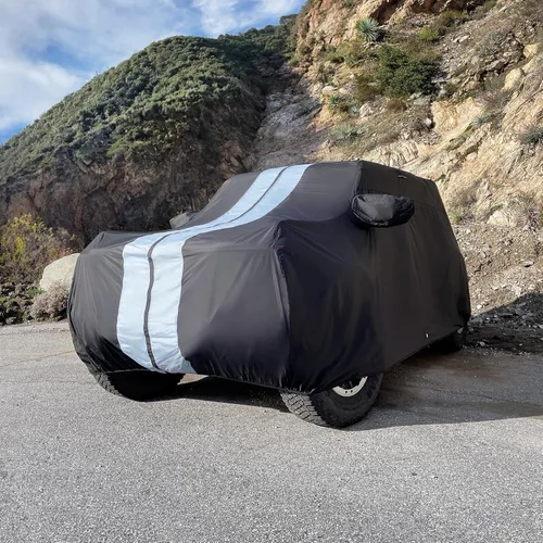 Vista 7 de iCarCover Premium Plus Cubierta impermeable para SUV para todo tipo de clima, cubiertas de coche con protección UV para Blazer K5, LR3, LR4, Tahoe